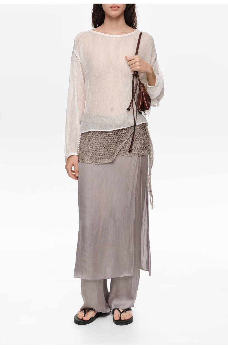 Bimba y Lola Fluid ankle length skort, Main, color, Silver