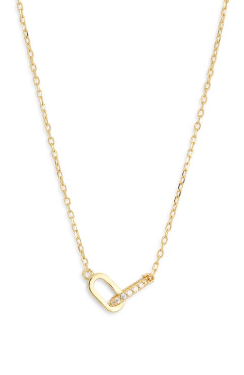 Pavé Cubic Zirconia Interlock Pendant Necklace