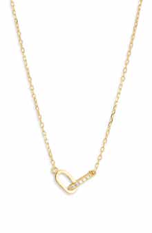 Argento Vivo Sterling Silver Pavé Cubic Zirconia Interlock Pendant Necklace