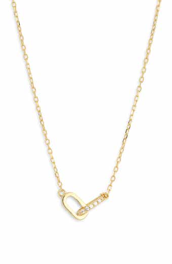 Pavé Cubic Zirconia Interlock Pendant Necklace