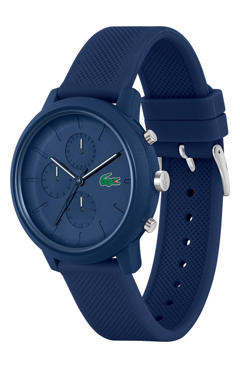 Lacoste 12.12 Chronograph Silicone Strap Watch, 44mm, Alternate, color, 
