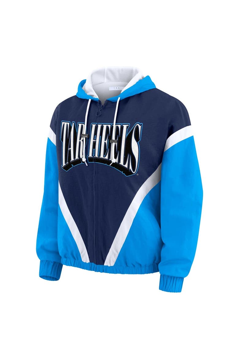 Women's WEAR by Erin Andrews Blue/Navy North Carolina Tar Heels Colorblock Full-Zip Hoodie Windbreaker Jacket, Alternate, color, Blue