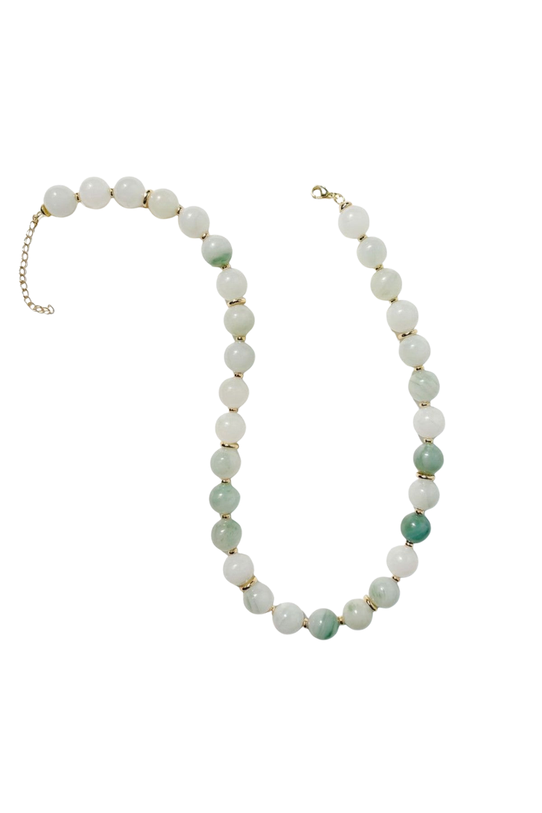 Camille Beaded Green Necklace, Alternate, color, White / Green