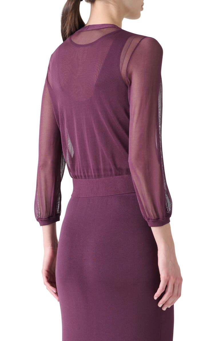 Akris punto Sheer Crop Cardigan, Alternate, color, Blackberry