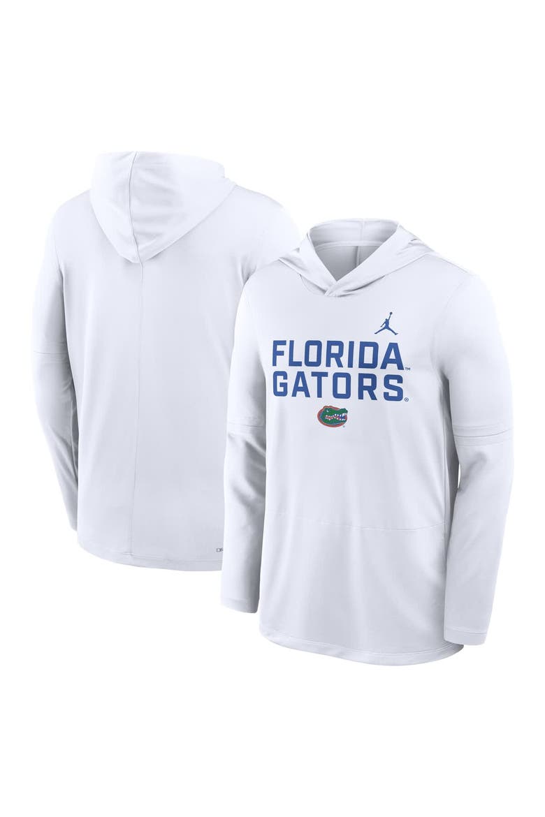Men's Jordan Brand White Florida Gators 2025 Sideline Performance Long Sleeve Hoodie T-Shirt, Alternate, color, White