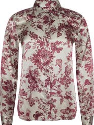 L'AGENCE Tyler Floral Print Silk Shirt