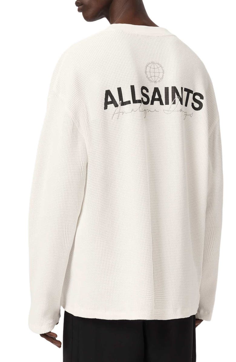 AllSaints Emblem Logo Waffle Stitch Graphic Sweatshirt, Alternate, color, Cottage White