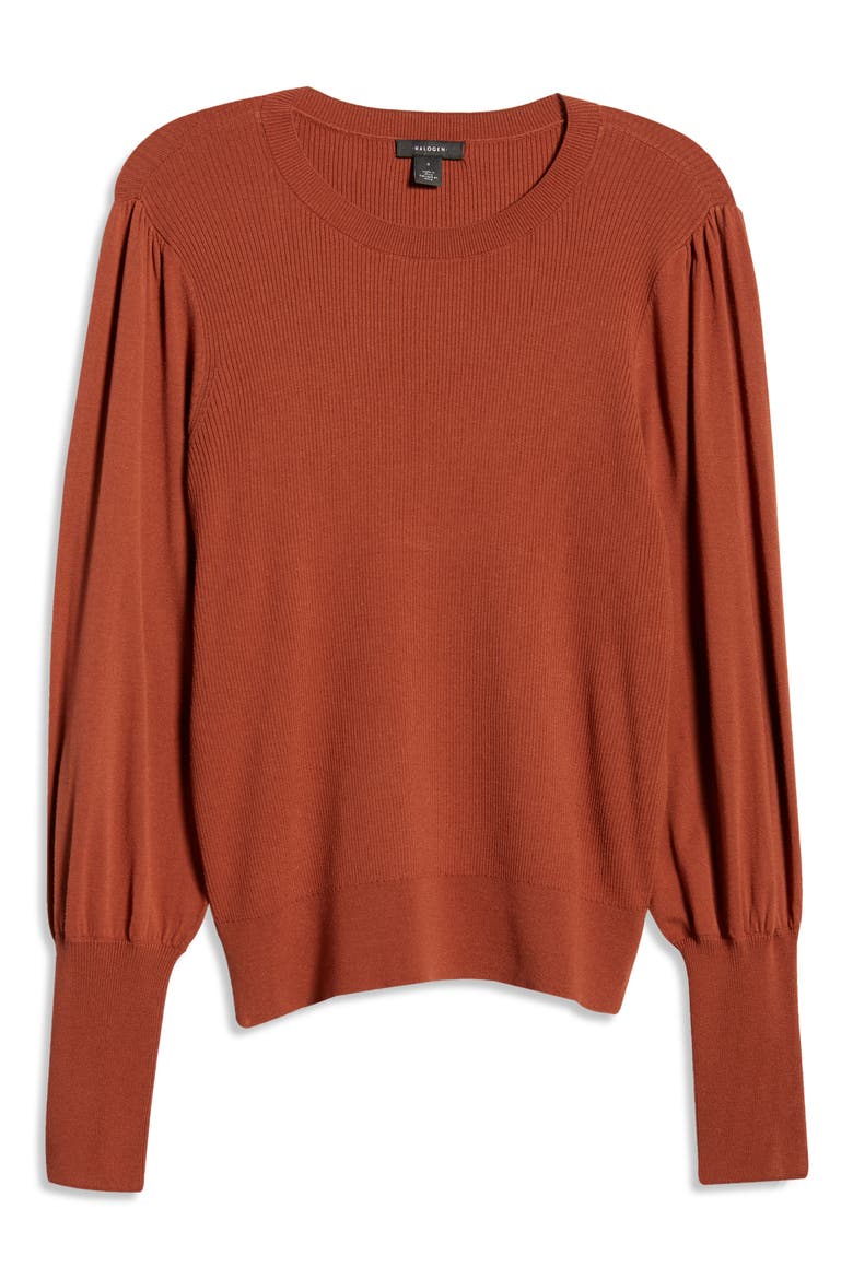 Puff Sleeve Sweater, Alternate, color, RUST SEQUOIA