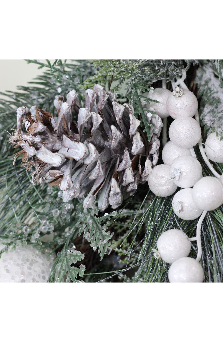 Northlight Frosted Mixed Pine and Pine Cone Artificial Christmas Wreath, 24-inch, Unlit, Alternate, color, Green