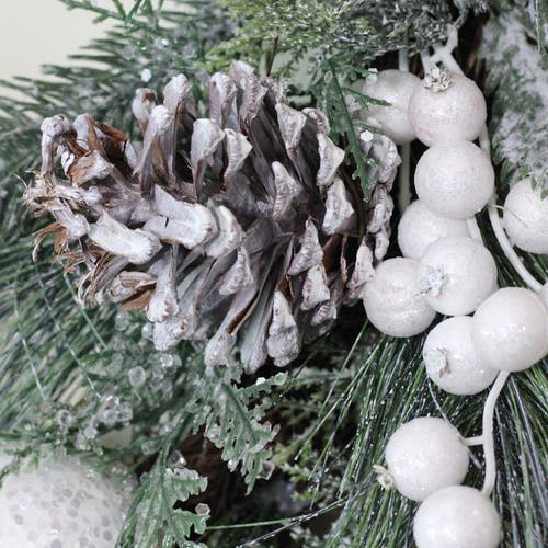 Northlight Frosted Mixed Pine And Pine Cone Artificial Christmas Wreath, 24-inch, Unlit In Green
