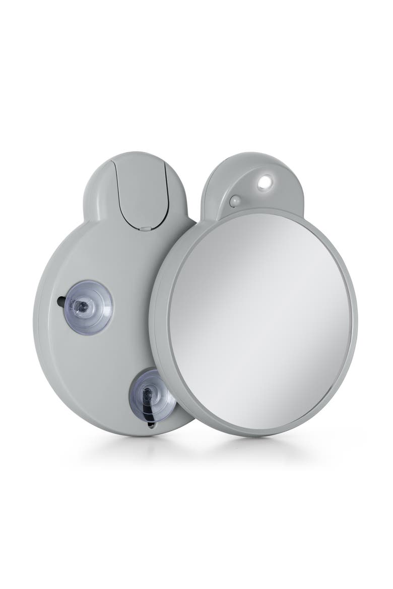 Lighted Compact Mirror with 10X Magnification & Retractable Suction Cups, Main, color, Gray