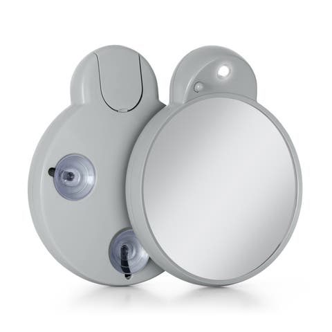Lighted Compact Mirror with 10X Magnification & Retractable Suction Cups