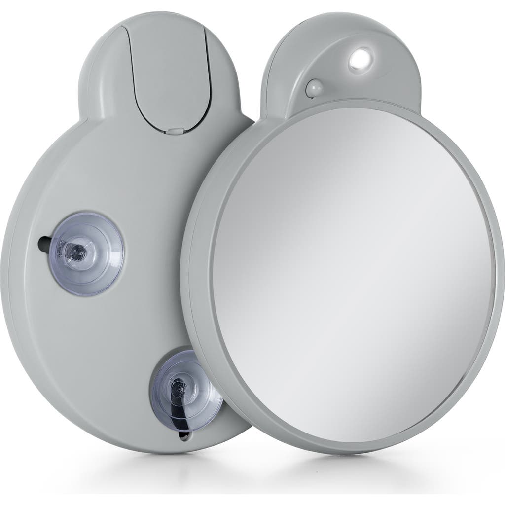 Zadro Lighted Compact Mirror With 10x Magnification & Retractable Suction Cups In Gray