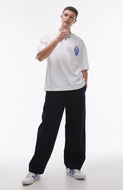 Shop Topman Wide Leg Corduroy Pants In Navy