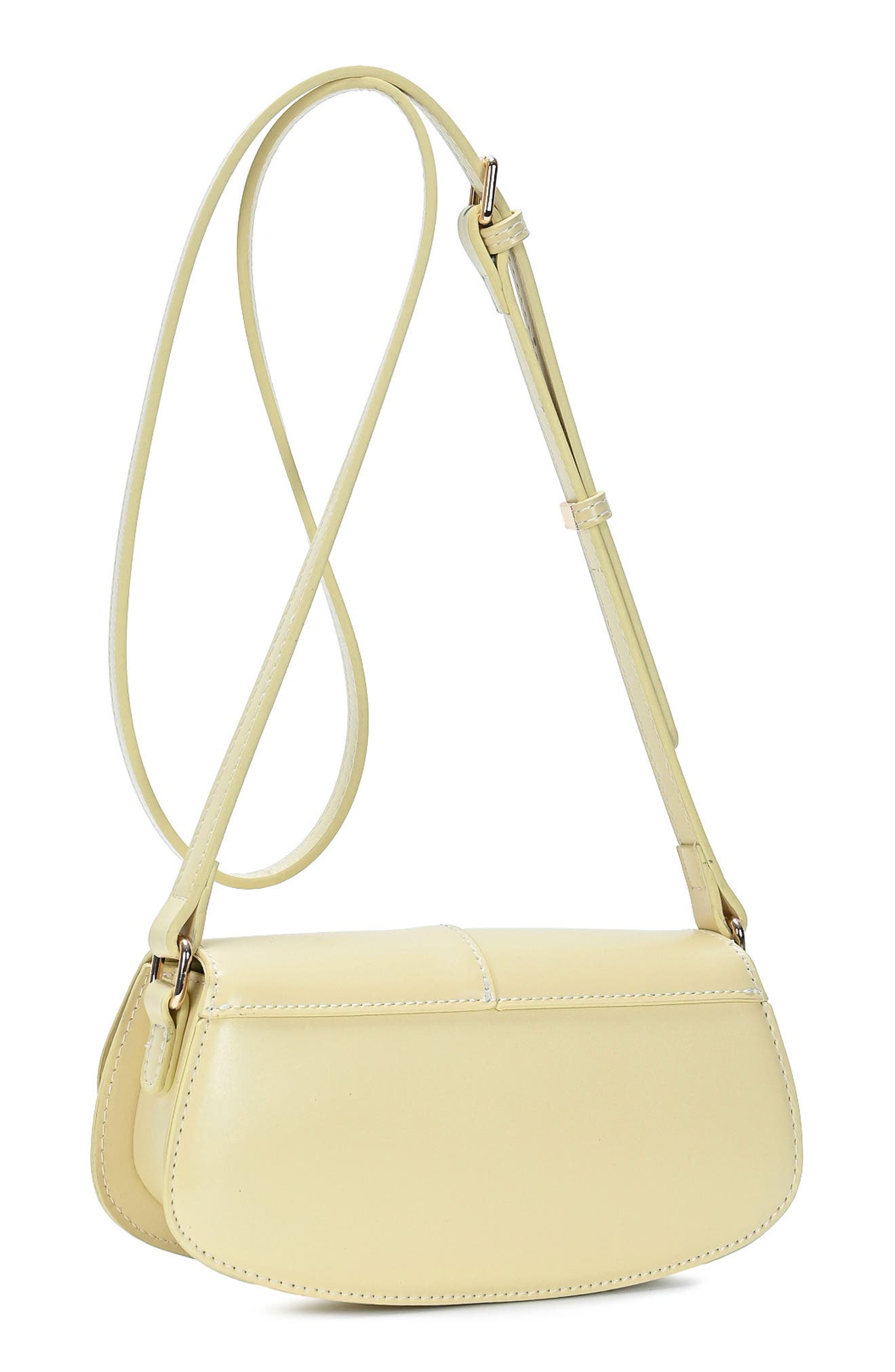 Flap Front Faux Leather Crossbody Bag, Alternate, color, PALE YELLOW
