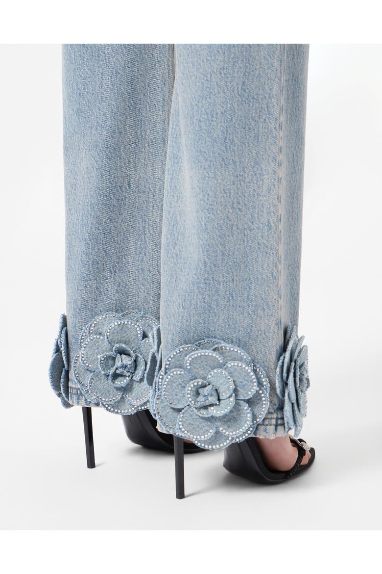 Straight Cut Jeans Roses Strass Women, Alternate, color, Lyra Light