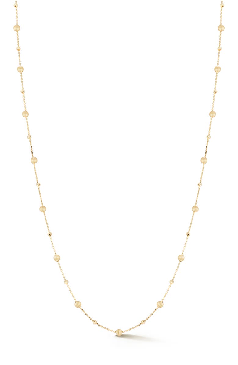 Ember Fine Jewelry 14K Gold Satin Ball Station Necklace, Main, color, Gold