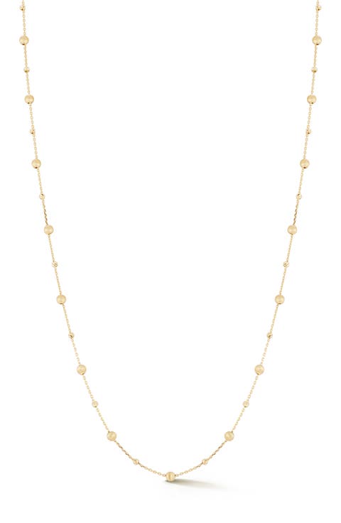 14K Gold Satin Ball Station Necklace