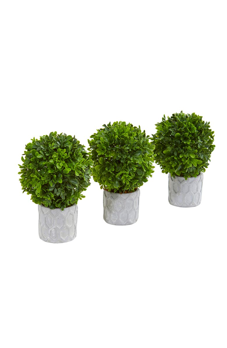 NEARLY NATURAL 9-in Boxwood Artificial Mini Topiary, Main, color, 
