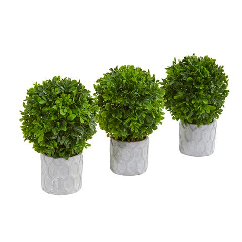9-in Boxwood Artificial Mini Topiary (Set of 3)