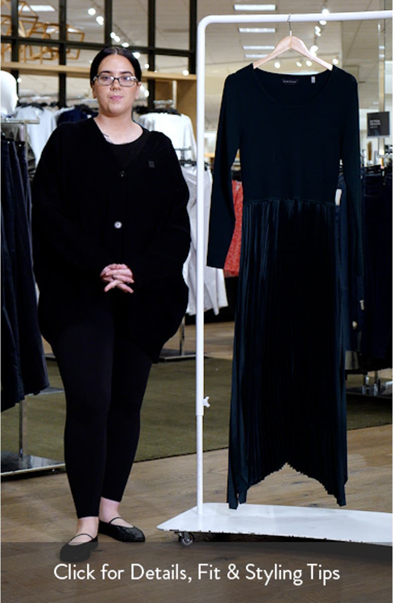 Mave Pleated Long Sleeve Mixed Media Dress, sales video thumbnail