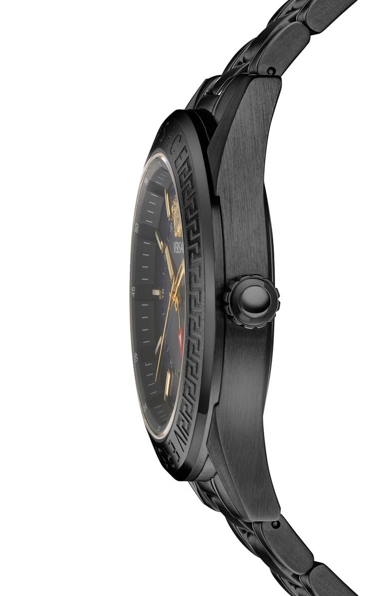 Versace V-Code GMT Black Bracelet Watch, 42mm, Alternate, color,