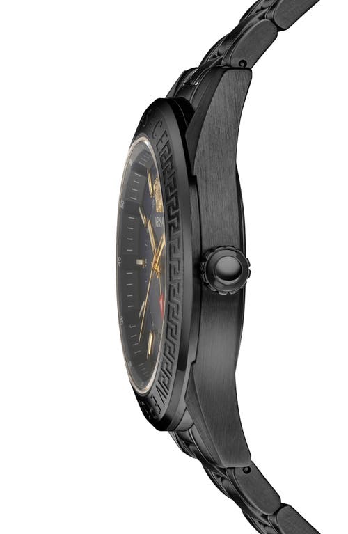 Versace Men's V-code Ip Black Stainless Steel Bracelet Watch, 42mm In Black