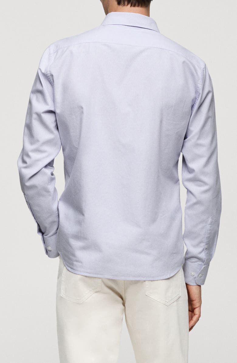 MANGO Kodak Stripe Regular Fit Poplin Button-Down Shirt, Alternate, color, Violet