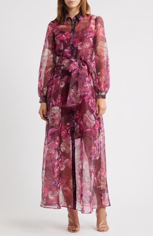 Julia Jordan Long Sleeve Organza Shirtdress In Pink