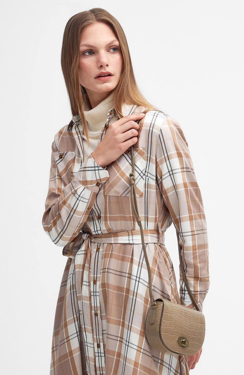 Barbour Eilein Croc Embossed Leather Saddle Crossbody Bag, Alternate, color,