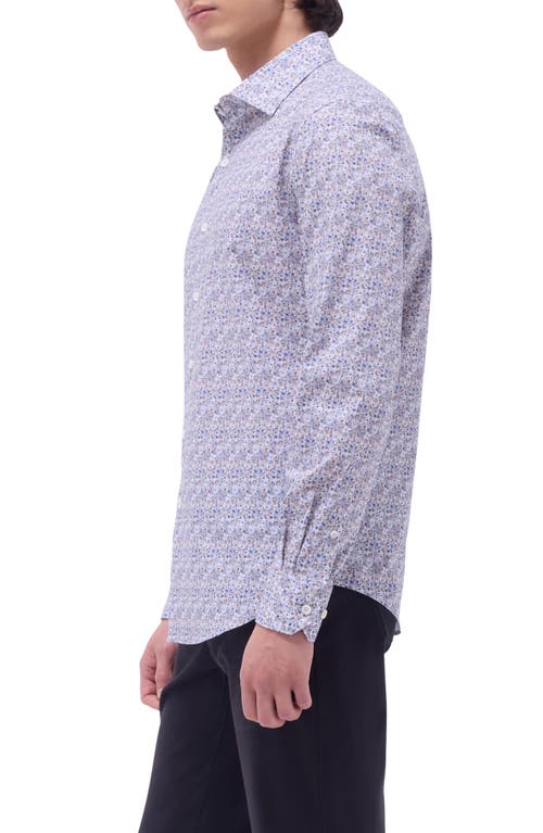 Bugatchi Axel Abstract Floral Shaped Fit Stretch Cotton Button-up Shirt In Almond