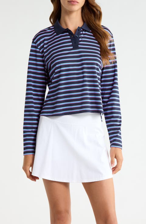 Striped Performance Long Sleeve Polo