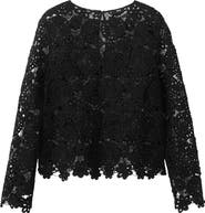 MANGO Open Work Floral Sweater