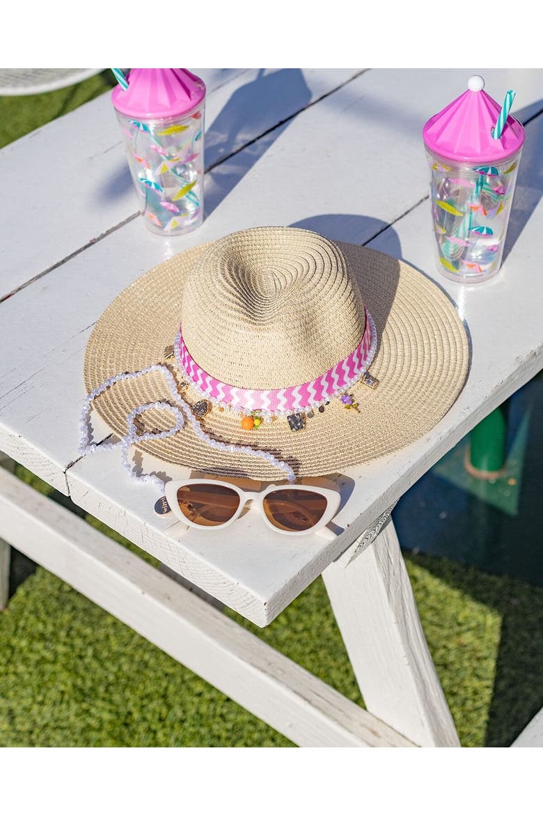 Sunny Daze Cat Eye Sunglasses and Pearl Shell Chain Set - White Cat Eye with Freshwater Pearl Chain, 1.75x5.75 Inch Sunglasses with 31.5 Inch Chain, Alternate, color, White