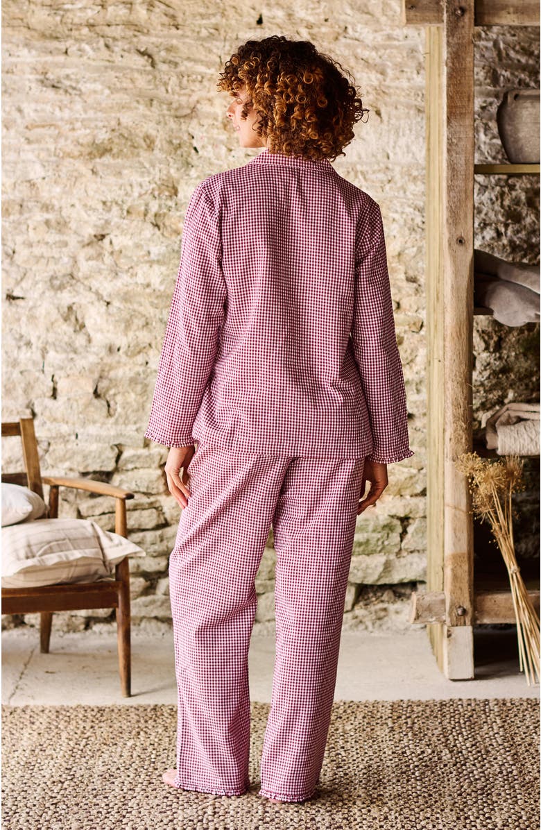 CHRISTY Gingham Ruffle Yarn-Dyed Pyjamas, Alternate, color, Red