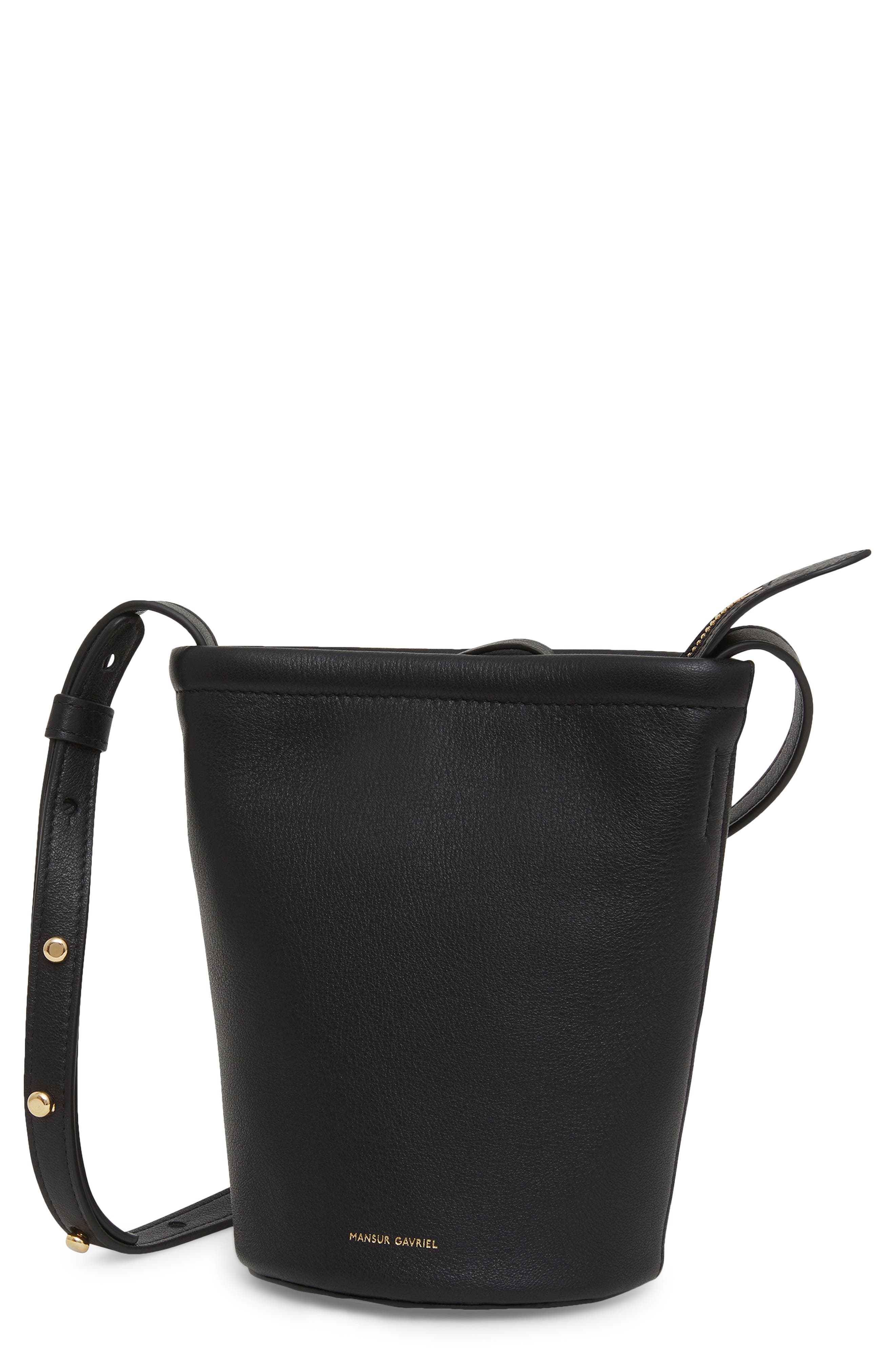 Mansur Gavriel Mini Leather Zip Bucket Bag, Main, color, 