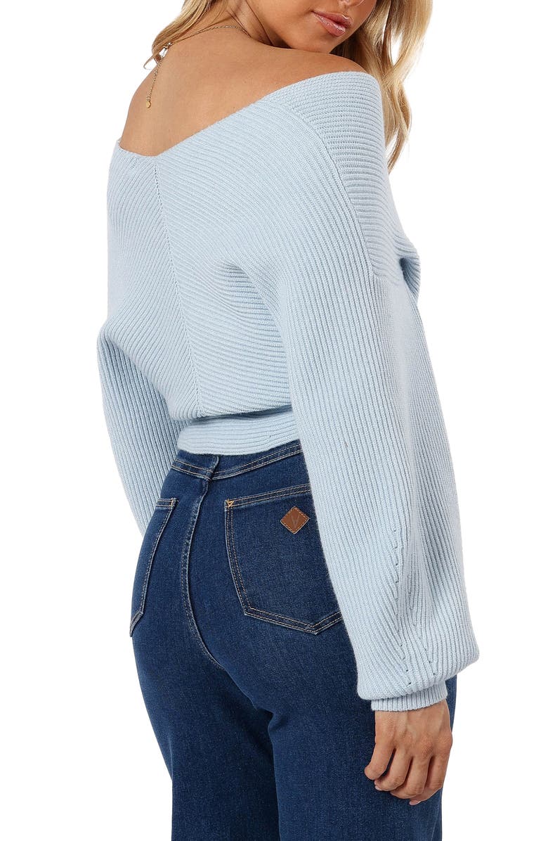 Petal & Pup Langton Wrap Crop Sweater, Alternate, color, Pale Blue
