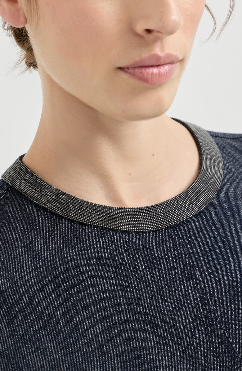 Brunello Cucinelli T-shirt dress with monili, Alternate, color, Denim