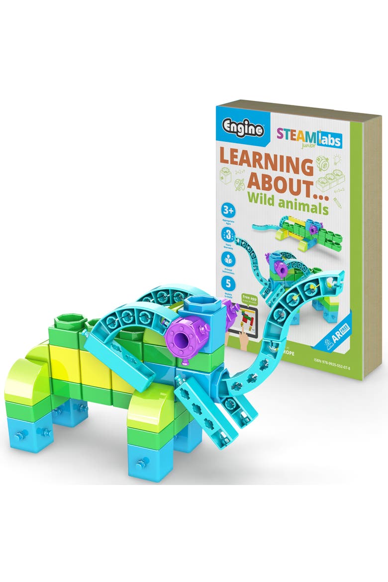 Steam Labs Junior Learning About Wild Animals 5 Model Toy Brick Build, Main, color, Multicolored