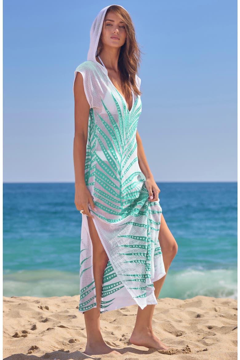 Sheer Tropics Cover-Up Dress, Alternate, color, AQUA