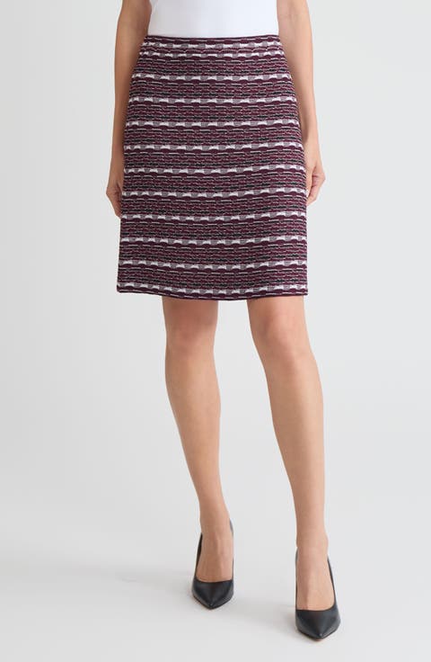 A-Line Multi-Stitch Jacquard Knit Skirt