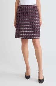 Ming Wang A-Line Multi-Stitch Jacquard Knit Skirt
