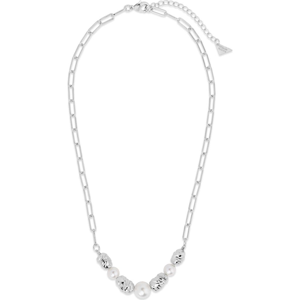 Sterling Forever Sylvie Cultured Pearl Paper Clip Chain Necklace
