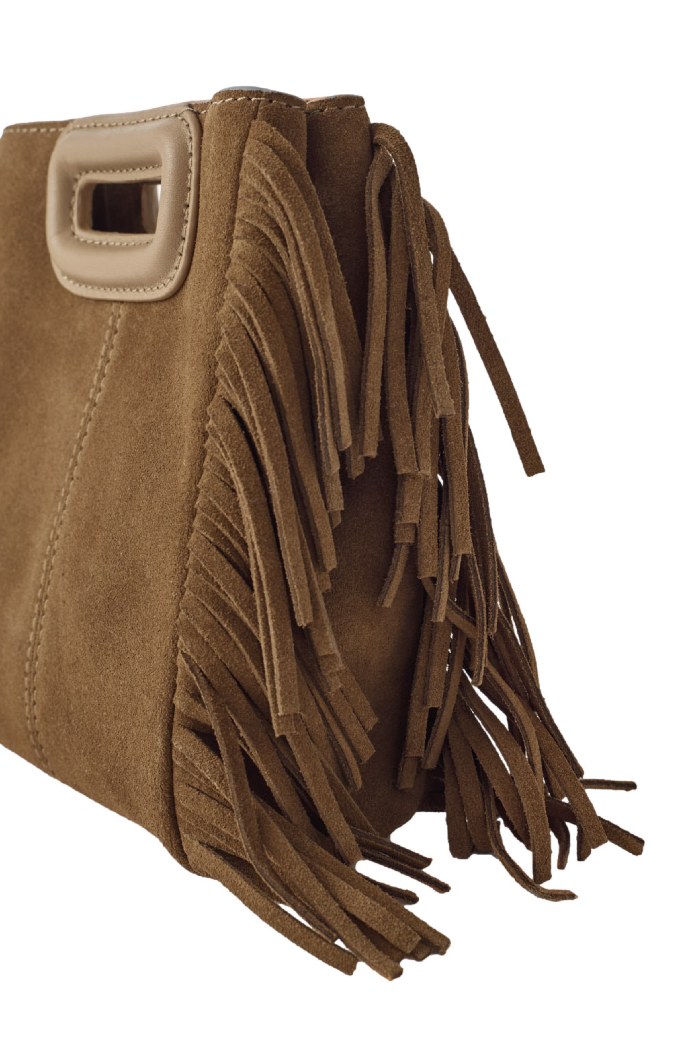 maje M mini bag in suede leather, Alternate, color, 