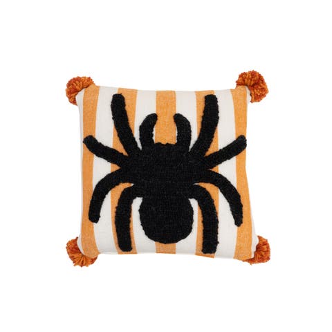 Spider Halloween Mini Hooked Accent Pillow