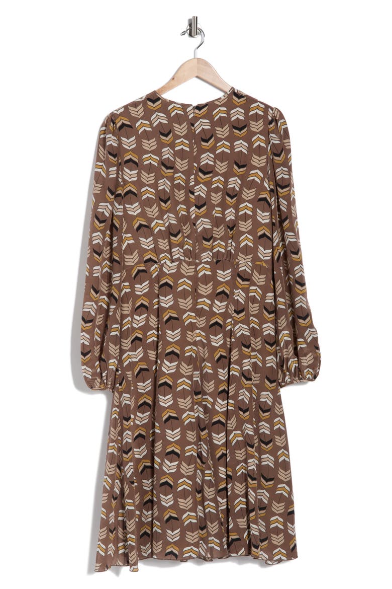 Long Sleeve Silk Dress, Alternate, color, HONEY