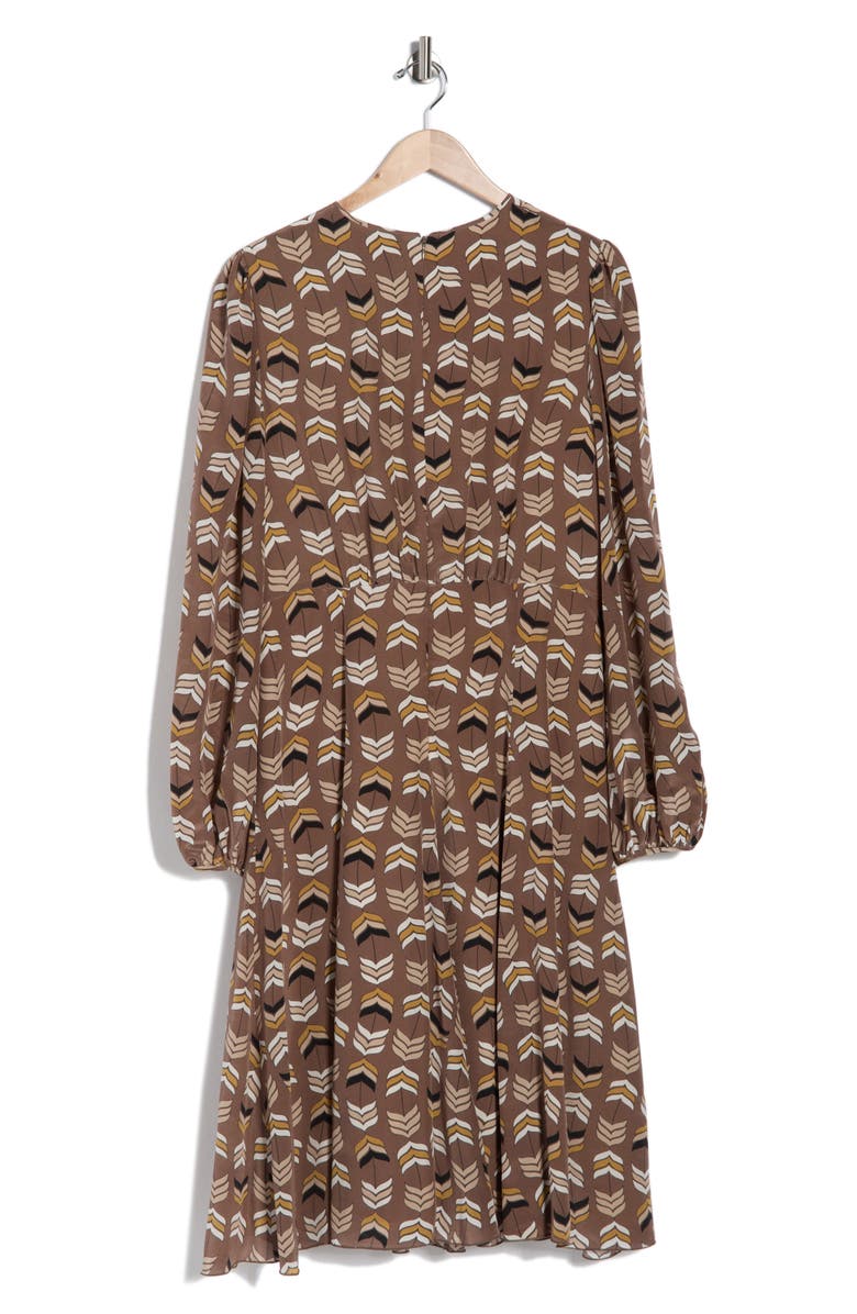 Longchamp Long Sleeve Silk Dress, Alternate, color, Honey