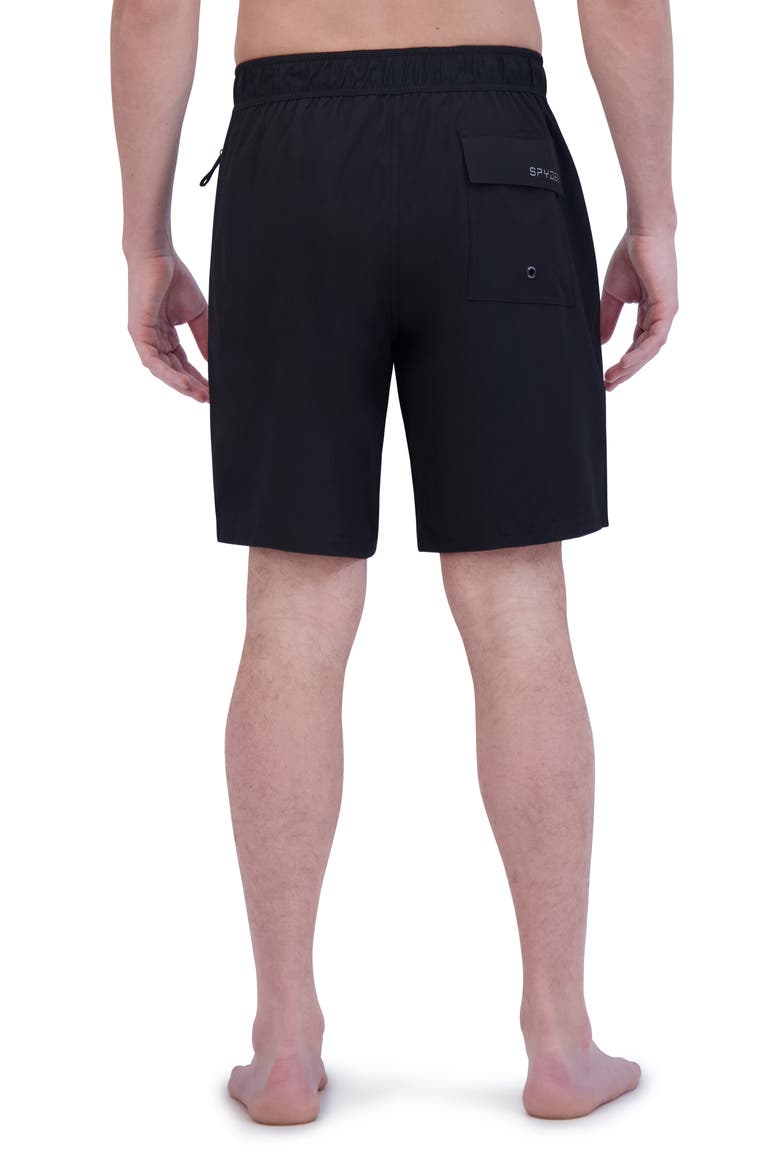 Laser Cut Board Shorts, Alternate, color, BLACK