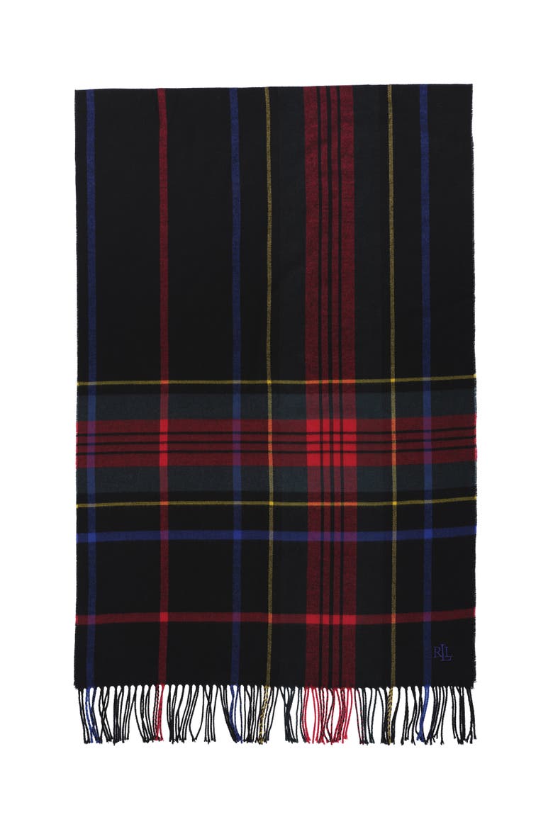 Exploded Plaid Scarf Update, Alternate, color, Black Stewart