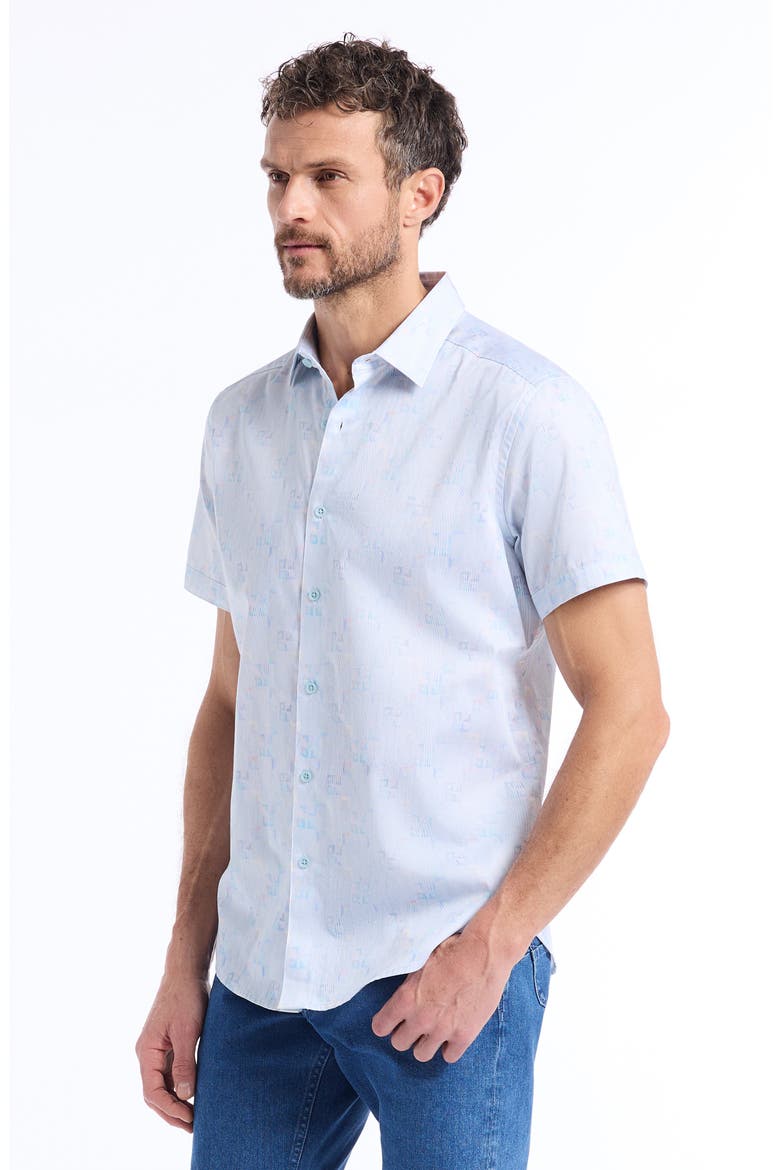 Short Sleeve Cotton Button-Up Shirt, Alternate, color, MULTI